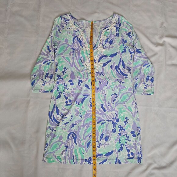 Lilly Pulitzer Nice Ink Pattern Floral 3/4 Sleeve Marina Dress Women's Sz Large - Picture 13 of 16